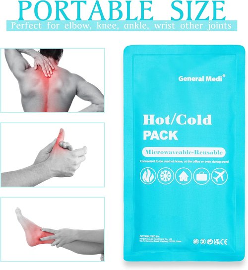 General Medi Reusable Hot & Cold Gel Pack Compress - 3-Pack for Migraine Relief & Muscle Pain