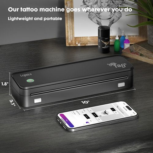 leginico Tattoo Stencil Printer with 40pcs Transfer Paper, Bluetooth Thermal Tattoo Printer Machine for Beginners & Artists, Compatible with Android & iOS, PC