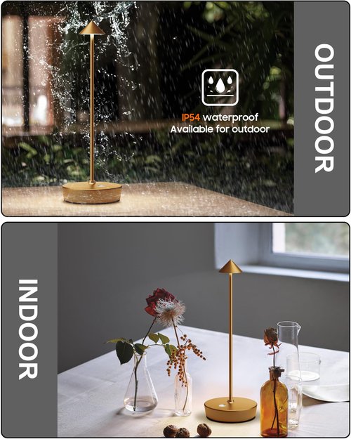 SHANGCAI Cordless Table Lamps Rechargeable, 6000mAh Battery Operated LED Desk Lamp Outdoor Waterproof Portable Touch Dimmable Table Night Light for Patio Restaurant Dining Home Bronze