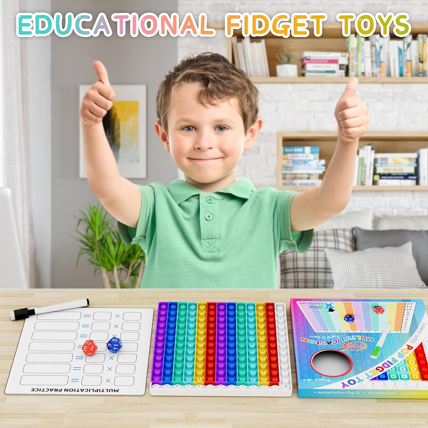 COOVA Multiplication Chart Pop It - Educational 12x12 Times Table Game Board for Kids Learning