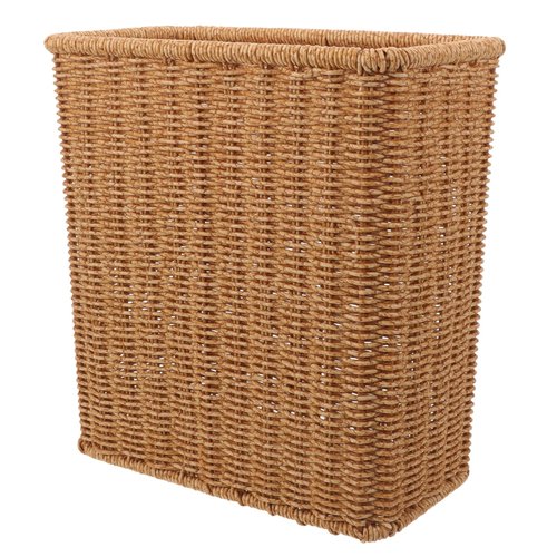 Amosfun Woven Trash Basket Multi-Function Storage Wastebasket for Kitchen and Bathroom Rustic Pastoral Style Lightweight Sundries Organizer for Home