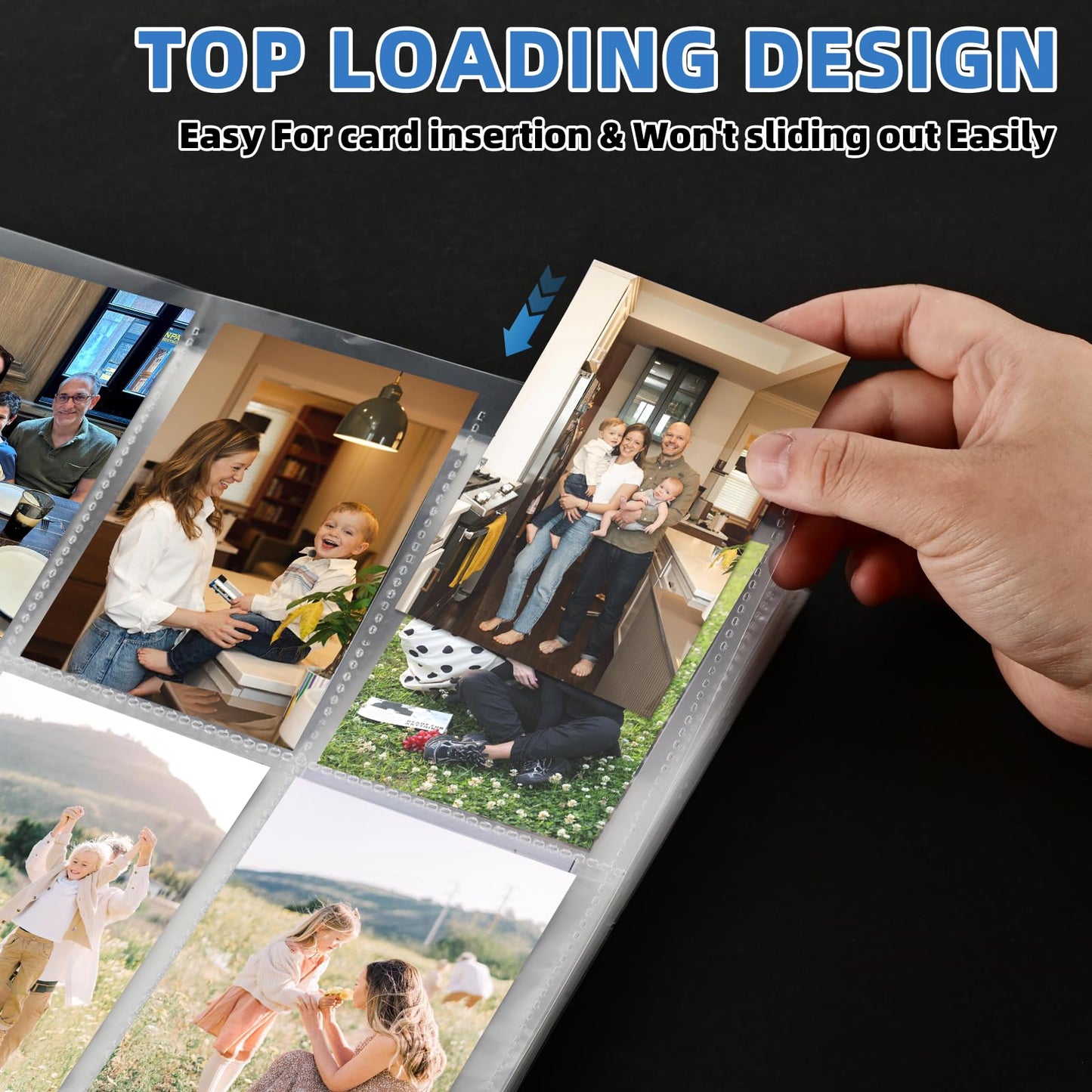 200 Pack 9 Pocket Trading Card Binder Pages, Holds 3600 Cards, Thickened Binder Sleeves, 3 Ring 9 Pocket Sheets for Sports Cards, Coupons Cards