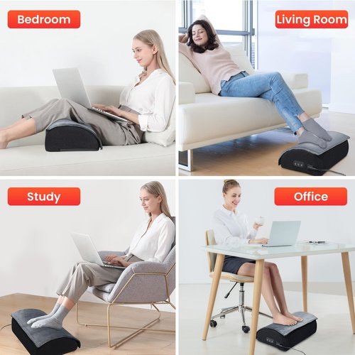 Beleduc Ergonomic Under Desk Foot Rest with Heat,Vibration Massage, Heated Foot Rest for Under Desk at Work, Foot stools for Under Office Desk
