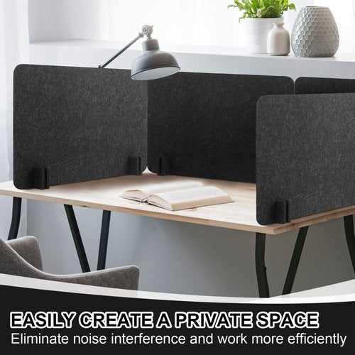 Fabbay 2-Piece Acoustic Desk Divider Desk Partition - 16x24"Freestanding Privacy Panel, Lightweight Soundproof Partition with Support Feet for Office or Classroom Use(Black Gray)