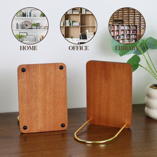 Multibey Ebony Wood Book Ends for Shelve, Large Decorative Bookends for Heavy Books, Non-Skid Wooden Book Stopper for Home Office Desk,1 Pair