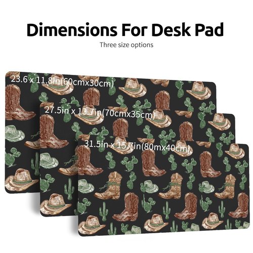 Cozynestcy Retro Western Cowboy Large Mousepad 31.5''X15.7''Cute Kawaii Plant Desktop Mat Pu Leather Desk Mat Trendy Mouse Pad Non-Slip Table Mat for Girls Women Office Home Work Computer Game