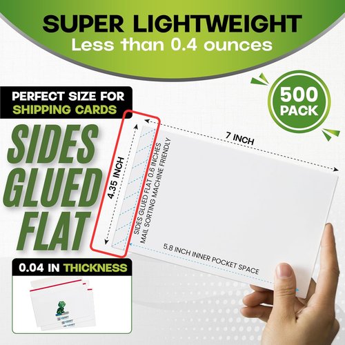 Hobby Armor 500 Pack Shell Mailer Trading Card Envelopes - 7" x 4.35" Perfect for Shipping Semi-Rigid Cards