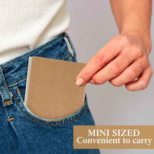 100 Pieces Mini Notebook Bulk Set Small Kraft Paper Blank Lined Journals Pocket Journal Sketchbooks for Kids Drawing Sketchbook Office Supplies 4 x 4 Inch Small Notebooks with 24 Sheets (Blank, Lined)