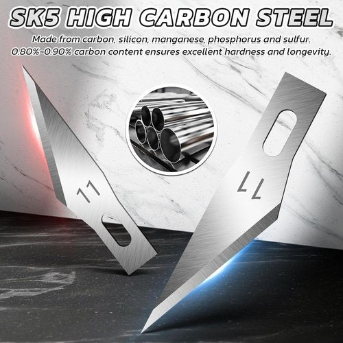 DIYSELF Exacto Knife Blades - 50 High Carbon Steel Blades with Storage Case for Crafts & Scrapbooking
