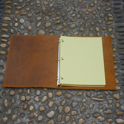 JJNUSA Leather Binder - Handmade 3 Ring Organizer Planner for A4 8.5" x 11" Notepad & Documents