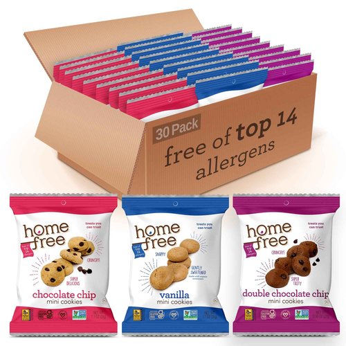 Homefree Treats You Can Trust Gluten Free Mini Cookies, Single Serve, Variety Pack (Pack of 30)
