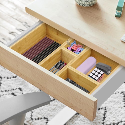 VaeFae 5 PCS Bamboo Drawer Organizers Set, 5-size Wooden Organizer Box, Storage Bins for Kitchen, Bathroom, Office, Bedroom and Living Room