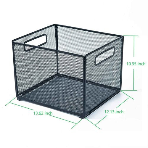 SETTFRFE 2 Pack Letter Size Hanging Folder Organizer,Metal Mesh Hanging File Folder Box,Office File Baskets,Black