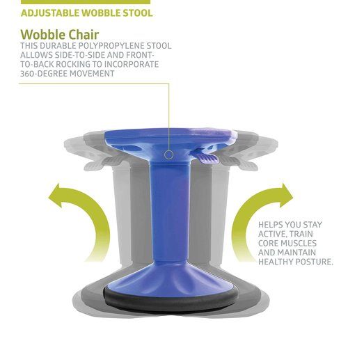 Pearington SitFree Height Adjustable Wobble Stool, Active Flexible Seating Chair for Kids and Adults - School and Office, Blue