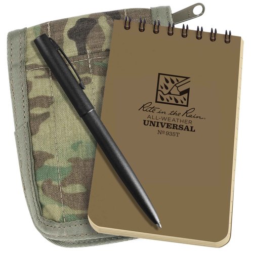 Rite in the Rain Weatherproof 3" x 5" Top Spiral Notebook Kit: MultiCam CORDURA Fabric Cover, 3" x 5" Tan Notebook, and Weatherproof Pen (No. 935M-KIT)
