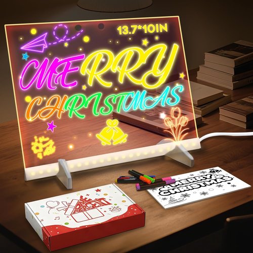 LED Drawing Board - 13.7'' x 10'' Doodle Glow Board with 4 Modes & 7 Colors | Perfect Christmas Gift