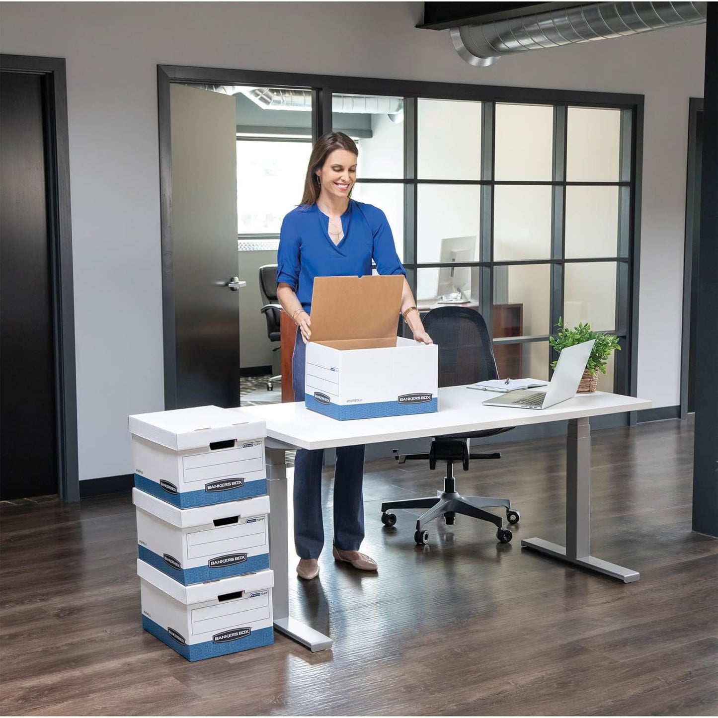 Bankers Box Medium Duty File Storage Boxes - 12-Pack with Lids | FastFold Assembly for Letter/Legal Size