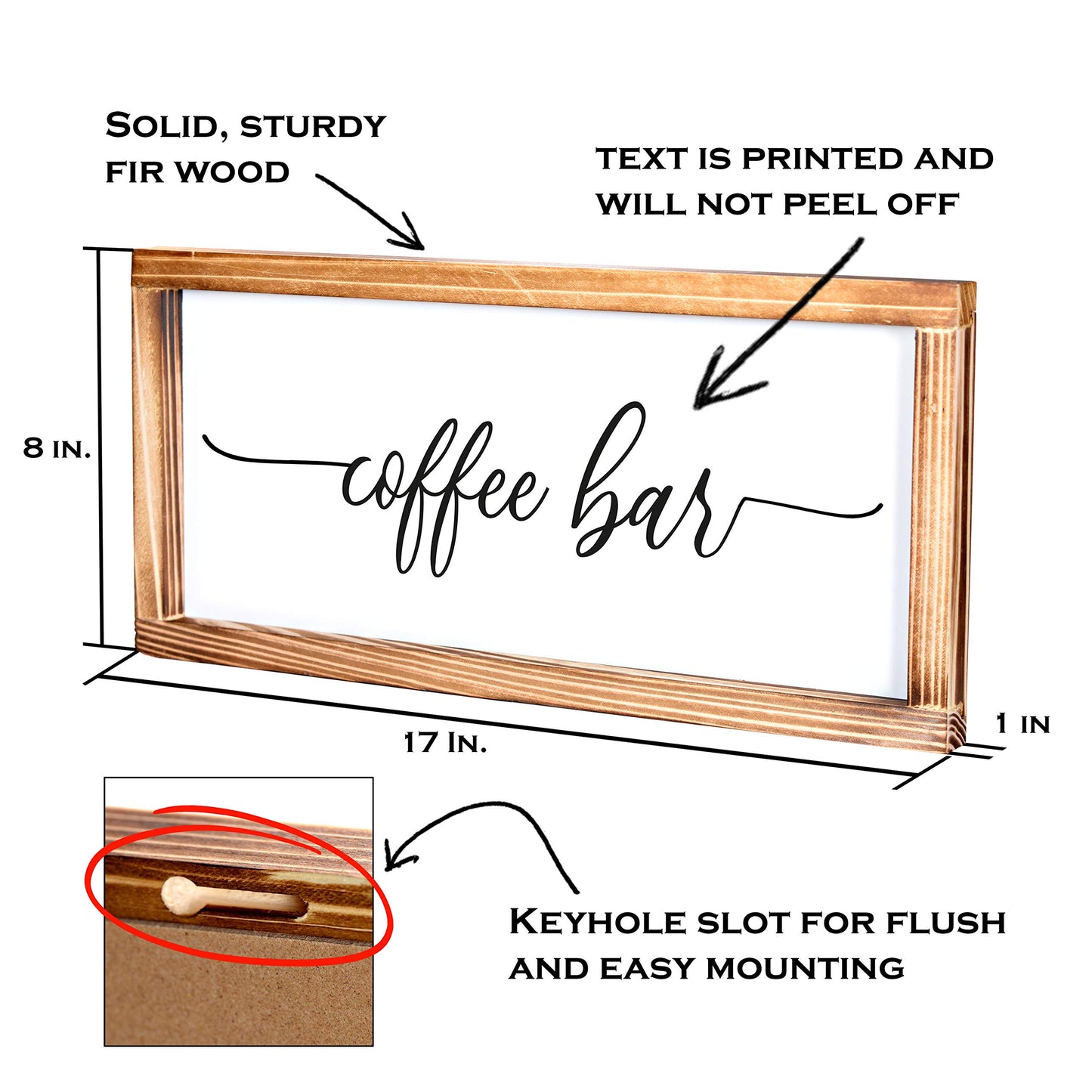 Coffee Bar Sign Decor 8x17 Inch, Coffee Sign Decor, Wooden Kitchen Wall Art