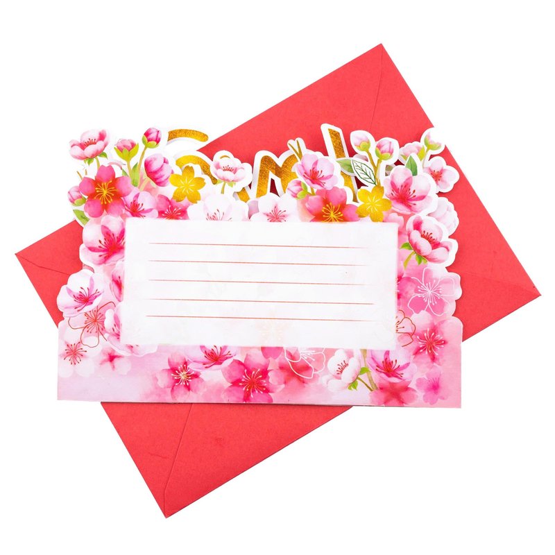 DESIMPLE Sweet Cherry Blossom Pop Up Card, 7 Inch Flower 3D Greeting Card with “Always & Forever” Heart, Romantic Anniversary Card for Valentine’s Day, Birthday, Includes Envelope & Message Note