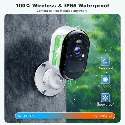 2K Security Cameras Wireless Outdoor, WiFi Battery Powered Indoor Camera for Home Security with AI Motion Detection, Spotlight, 2-Way Talk, Siren, IP65, Cloud/SD Storage, 2 Cameras