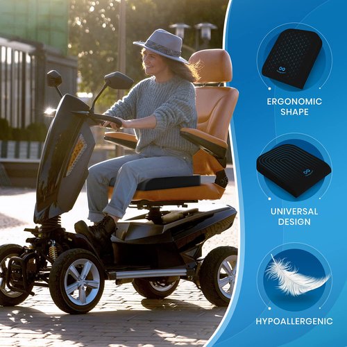 Everlasting Comfort Lumbar Support & Wheelchair Seat Cushion Bundle - Ultimate Comfort - Mobility Scooter Accessories for Adults & Seniors - Back, Hip, Tailbone, Pressure Sore and Ulcer Pain Relief