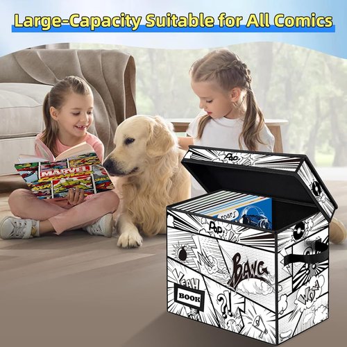 Comic Book Storage Box by Cartoon Bombs - Collapsible Organizer for 160-180 Comics | 15.8" x 7.8" x 11.8"