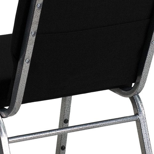 EMMA + OLIVER Stacking Auditorium Chair with 21" Seat - Black Fabric/Silver Vein Frame