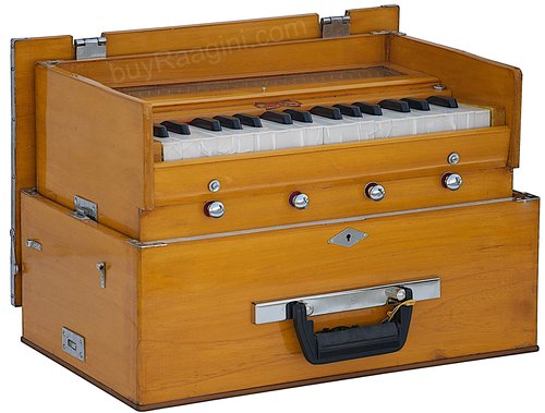 BINA 23B Deluxe, Harmonium, 2 1/2 Octaves, 32 Keys, Small, Portable, Compact, Special Reeds, Safri, Natural Color, Bag, Kirtan, Musical Instrument Indian (PDI- DAA)