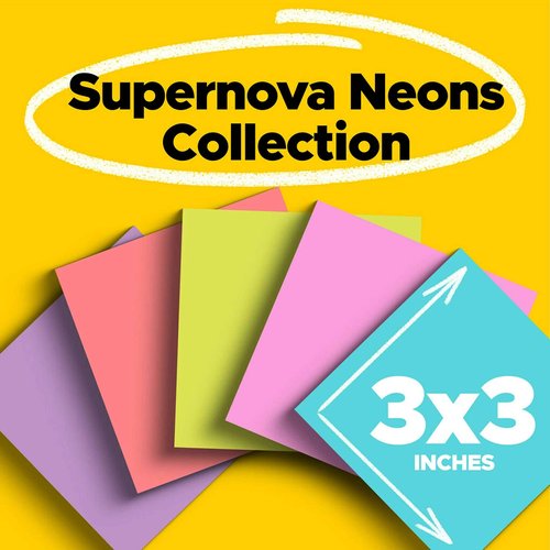 Boardwalk BWK410321 7.6 in. x 8.9 in. 2 Ply Center-Pull Roll Towels - White (6/Carton) & Post-it Super Sticky Notes, 3x3 in, 24 Pads, 2X The Sticking Power, Supernova Neons, Bright Colors, Recyclable