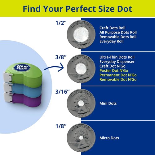 Glue Dots | Dot N' Go Glue Dot Dispenser Project Pack - 200 Permanent & Removable Adhesive Dots, 3/8-Inch