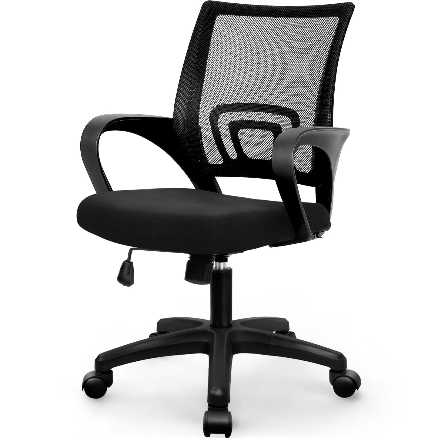 NEO Chair Office Computer Chair Mid Back Desk Ergonomic Mesh Gaming Seat Comfy Lumbar Support Rolling Wheels Adjustable Height Swivel for Home Task (All Black)