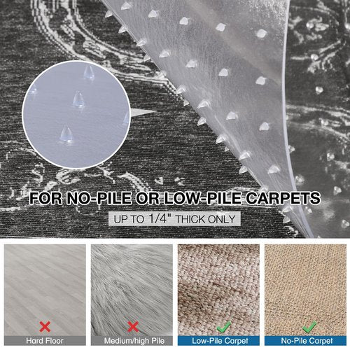 FUNMAT Chair Mat for Carpet, 46" x 60" Desk Chair Mat for Carpeted Floors, Non-Slip Office Vinyl Mat for Carpet with Studded, Easy Glide Heavy Duty Floor Protector Mat for Home Office, Clear