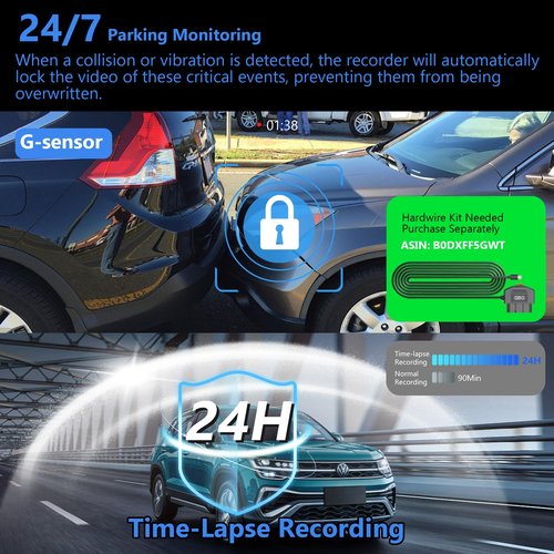 4 Channel Dash Cam 360° View,4K Front Rear Inside Dashcam,Left Right Dash Camera for Cars,Built-in GPS, 5G WiFi,Voice Control,Night Vision, 24/7 Recording Parking Mode Monitor, Free 128G Card