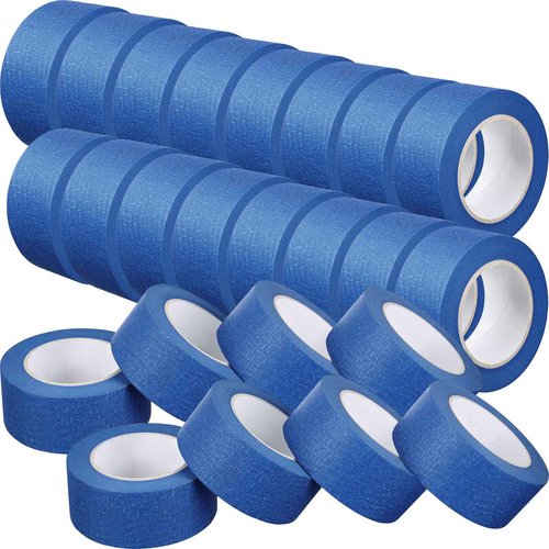 Fainne 24 Rolls Blue Painters Tape Bulk Multi Pack Safe Paint Paper Masking Tape for Wall Painting Decoration Supplies (2 Inch X 55 Yards)