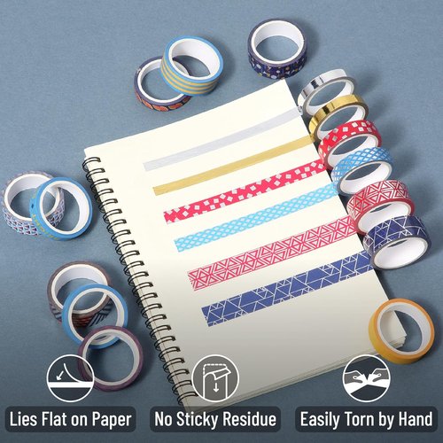 Mr. Pen Washi Tape Set - 15 Rolls of Metallic Foil in Assorted Sizes for Scrapbooking & Crafts