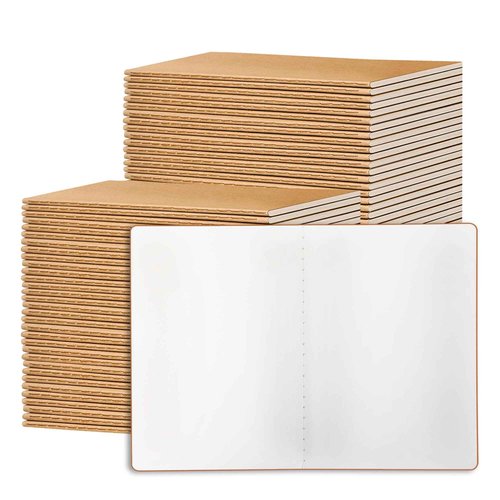 72 Pack Blank Kraft Notebooks, 8.3x5.5 Inches A5 Small Journals Bulk Blank Notebooks 80 Gsm Unlined with 60 Pages A5 Subject Notebooks Traveler Journal Set for Adult Students Back to School Supplies