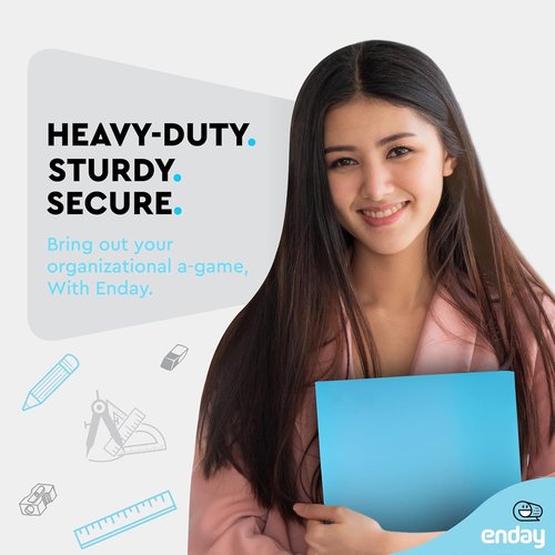 Enday Heavy Duty Poly Portfolio Folder - 2 Pocket Letter Size in Blue | Durable School File Organizer