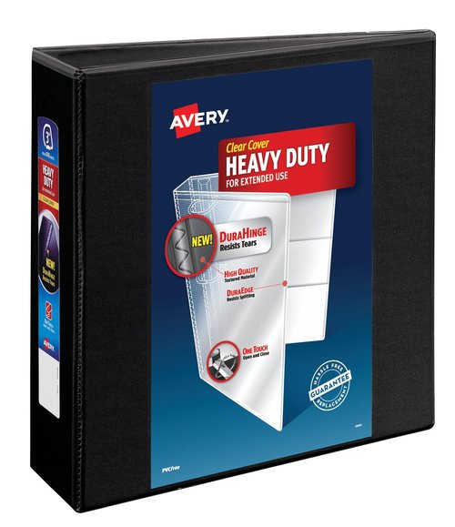 Avery Heavy-Duty 3 Inch Binders 3 Ring, View Binder, 1.5 Inch EZD Ring, Black, Sturdy (79693)