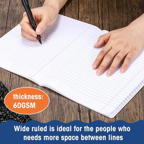 Fumete 30 Pcs Composition Notebooks Bulk Wide Ruled Composition Notebook 140 Page (70 Sheet) Black Marble Journal Book, 9.75 x 7.5 Inch Bulk Back to School Supplies Office Notebook for School College