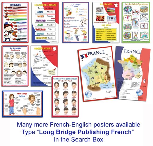 Long Bridge Publishing French Language School Poster - Alphabet, Langue Française - Wall Chart, French-English Bilingual Text (18x24 inches)