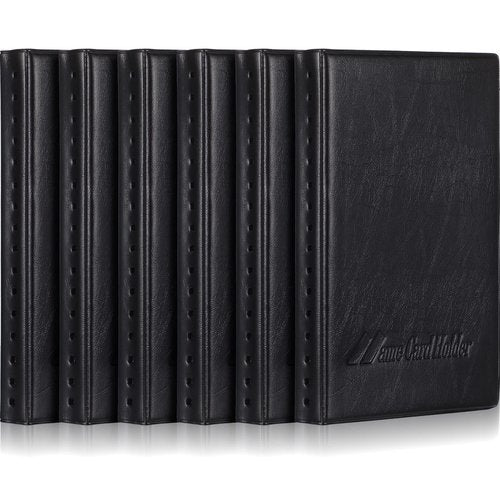 6 Pcs Leather Business Card Book Holder Organizer Sleeve Storage Business Card Holder Organizer 300 Cards Portable Credit Card Organizer Business Card Binder for Men Women Office