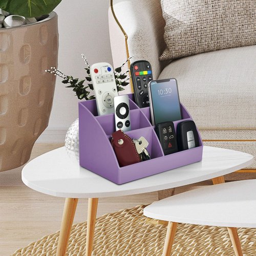 Acrimet Desktop Organizer - Easy Organizer Caddy Holder for Office, Home and School use (Plastic) (Solid Purple Color)