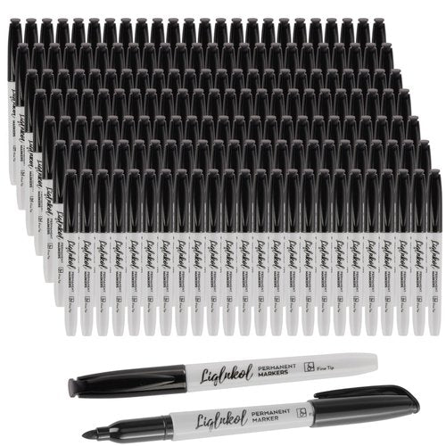 Permanent Markers Bulk, 188 Pack Fine Tip Black Permanent Marker Set, Waterproof Markers, Waterproof, Quick Drying, Office Supplies for School, Office, Home - Works On Paper, Glass, Metal, Ceramics
