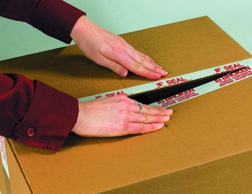 Aviditi Tape Logic 2 Inch x 110 Yard 2.2 Mil Red/White, Heavy Duty Packing Tape, "Stop If Seal is Broken" 6 Pack, Perfect for Packing, Shipping, Moving, Home and Office