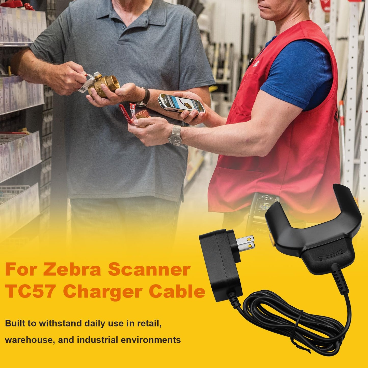 for Zebra Scanner TC57 Charger Cable: Wall Adaptor Charging for Zebra for Symbol PDA TC51 TC52 TC56 TC57 TC510 TC510K TC52X TC520L Handheld Barcode Scanners