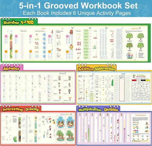 Magic Grooved Writing Practice Books - Reusable Handwriting Copybook for Kids Ages 3-8 | Large Size