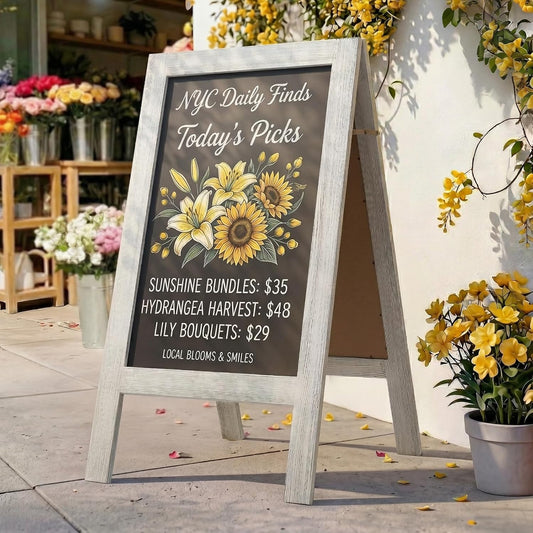 TEAKMAMA Chalkboard Signs - 40x20 Double-Sided A-Frame Easel for Outdoor Business & Weddings - White