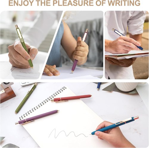 Linbsunne Gel Pens - Black Ink Fine Point 0.5mm Retractable Pens for Smooth Writing | Vintage - 10 Pcs