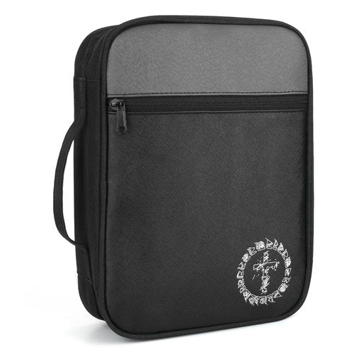 CDBXPRG Bible Cover, Bible Carrying Book Case for Women,Protective Church Organizer Holder Bag with Handle Pockets,Christian Gift for Girls Boy and Men Grey