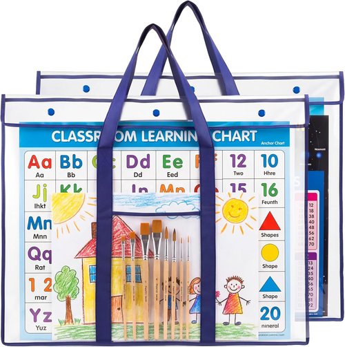 GAMENOTE Large Poster Storage Bag - 2 Pack Art Portfolio Container (31.5" x 25.5") for Classroom Organization